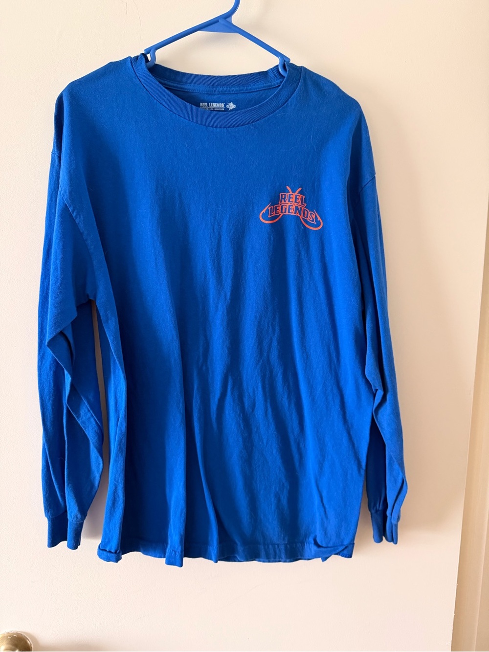 Reel Legends Long Sleeve Tee in Bright Blue with Chest Logo